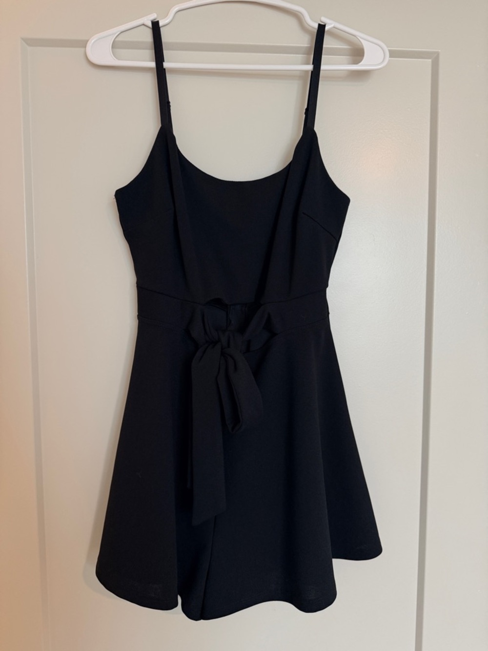 Fashion Nova Black Spaghetti-Strap Mini Dress with Tie Waist - Size L